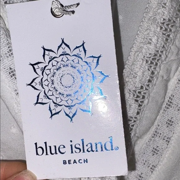 NWT Blue Island Beach White Ruffle Mini Dress Size Medium - Picture 5 of 8